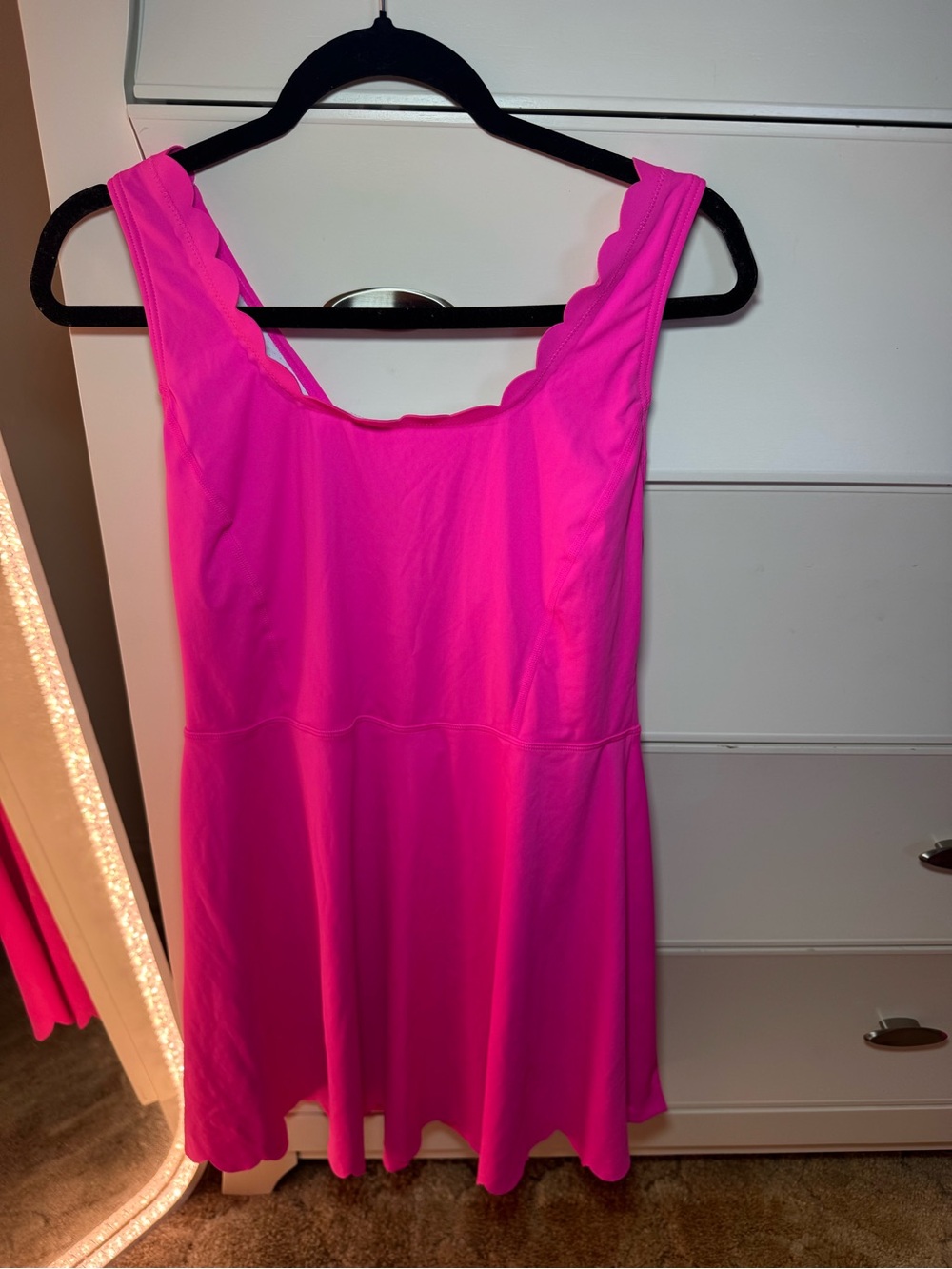 NWOT Women's Hot Pink Scalloped Tank Athletic Dress💗